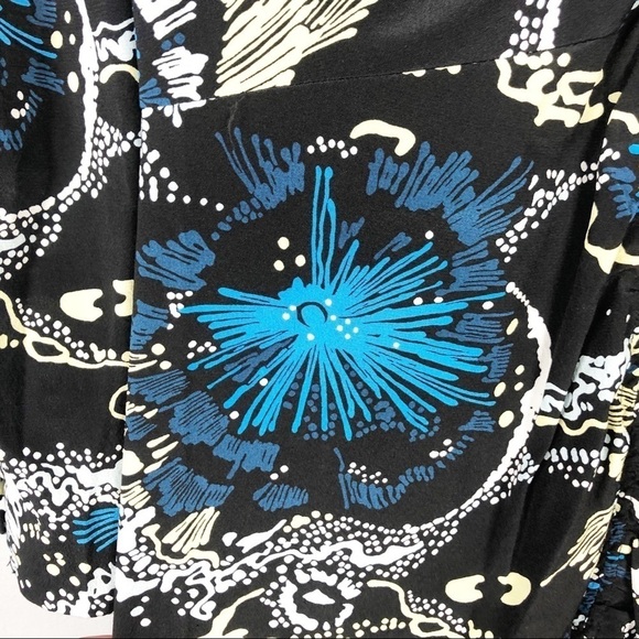 A.L.C. Roxy Celestial Printed Silk Long Sleeve V Neck Mini Dress Black Cocktail - Picture 5 of 10